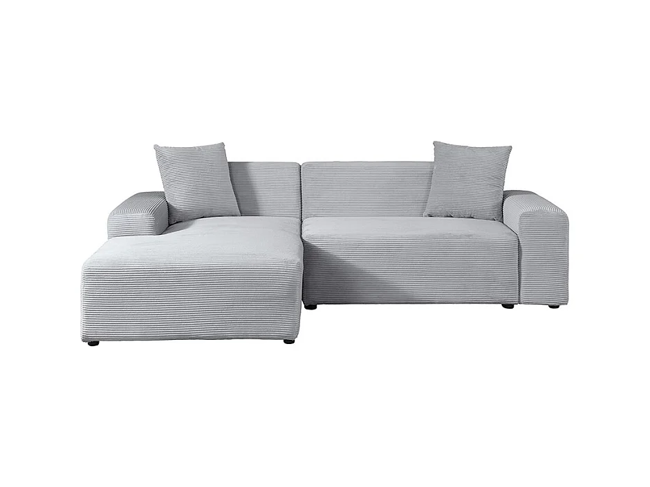 Home Deluxe Canapé d'angle AMELIO Cord - Gris Droite - 240 x 178 cm