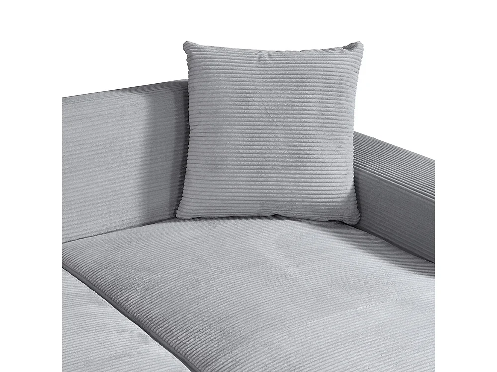 Home Deluxe Canapé d'angle AMELIO Cord - Gris Droite - 240 x 178 cm