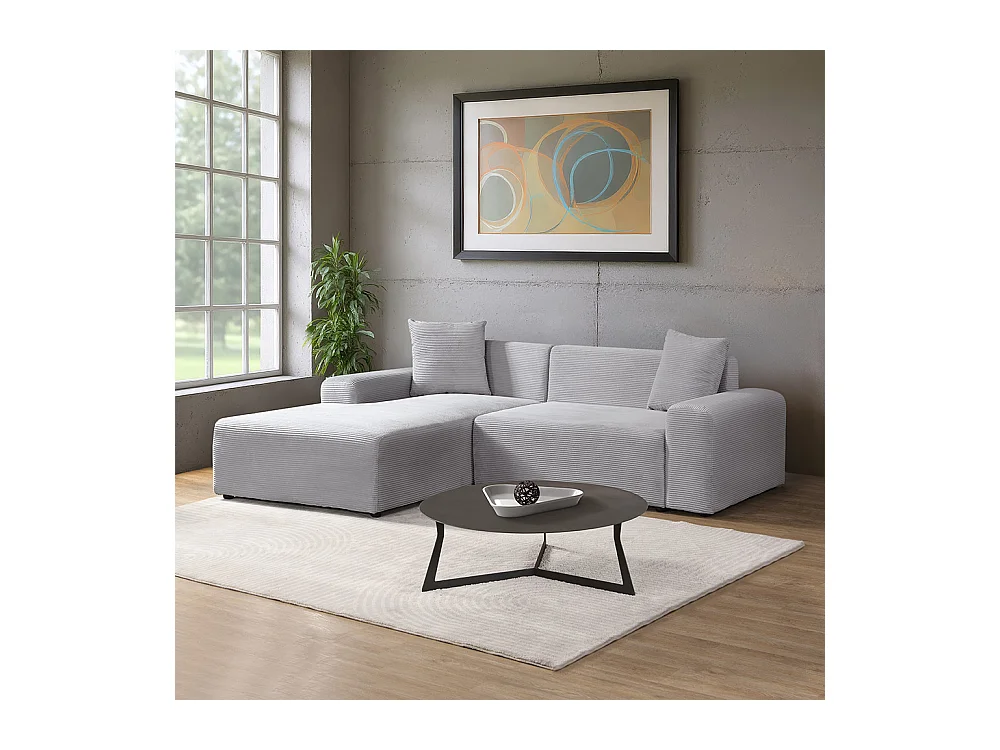 Home Deluxe Canapé d'angle AMELIO Cord - Gris gauche - 240 x 178 cm