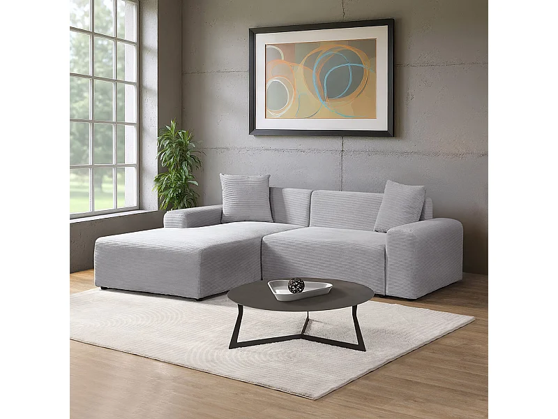 Home Deluxe Canapé d'angle AMELIO Cord - Gris gauche - 240 x 178 cm