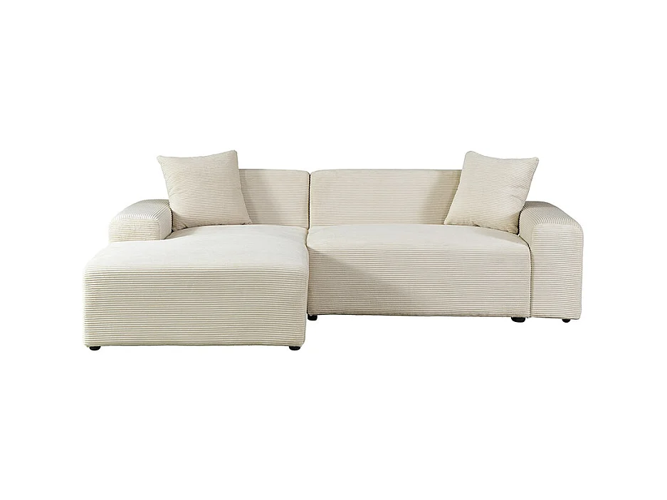 HOME DELUXE Canapé d'angle AMELIO Velours côtelé - Beige Gauche - 240 x 178 cm