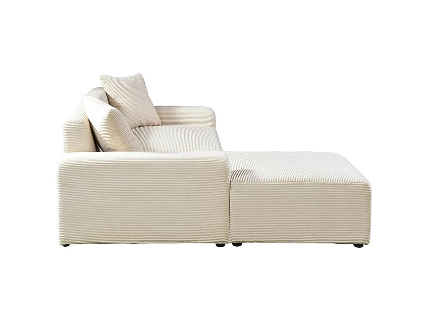 HOME DELUXE Canapé d'angle AMELIO Velours côtelé - Beige Gauche - 240 x 178 cm