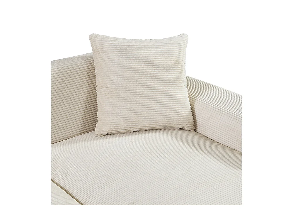 HOME DELUXE Canapé d'angle AMELIO Velours côtelé - Beige Gauche - 240 x 178 cm