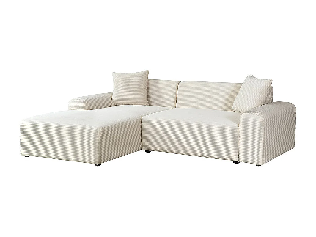 HOME DELUXE Canapé d'angle AMELIO Velours côtelé - Beige Gauche - 240 x 178 cm