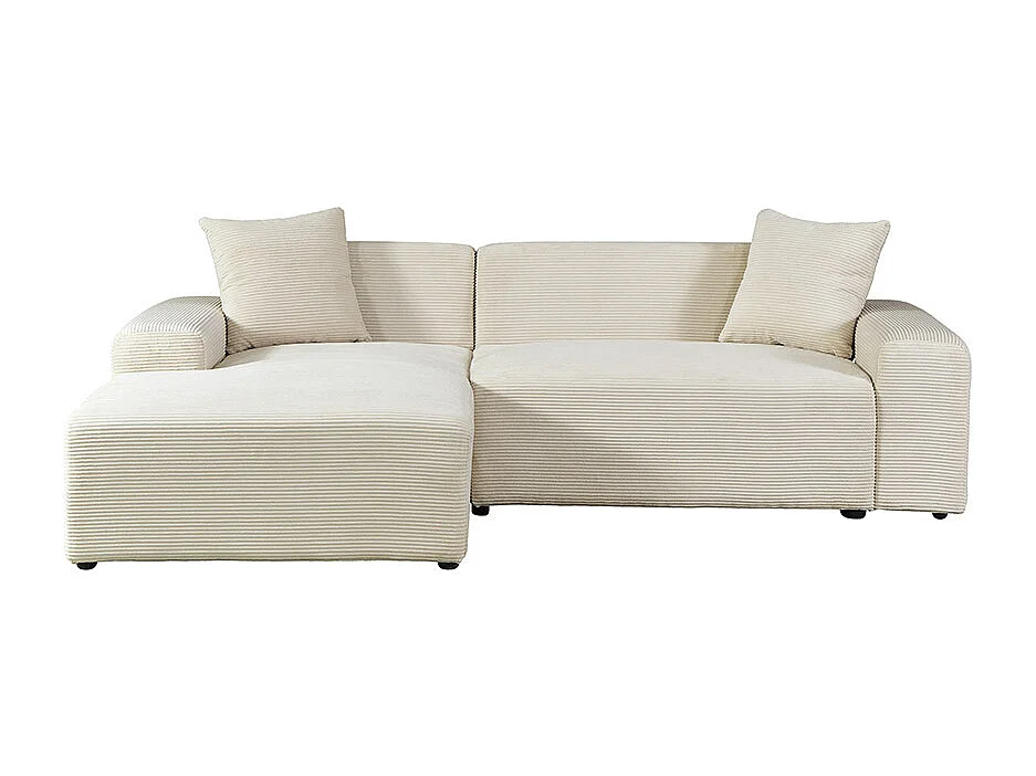 HOME DELUXE Canapé d'angle AMELIO Velours côtelé - Beige Gauche - 240 x 178 cm