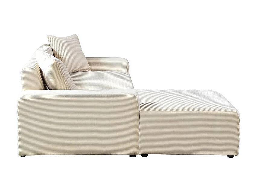 HOME DELUXE Canapé d'angle AMELIO Velours côtelé - Beige Gauche - 240 x 178 cm