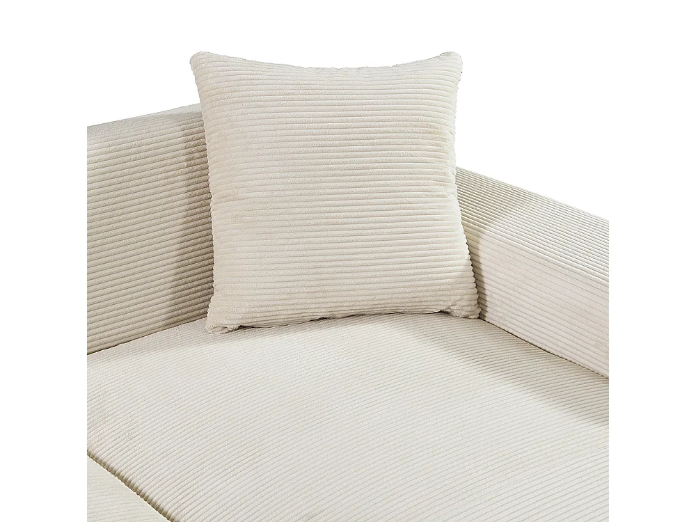 HOME DELUXE Canapé d'angle AMELIO Velours côtelé - Beige Gauche - 240 x 178 cm