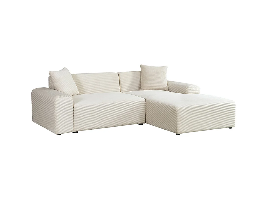 Home Deluxe Canapé d'angle AMELIO Cord - Beige Droite - 240 x 178 cm