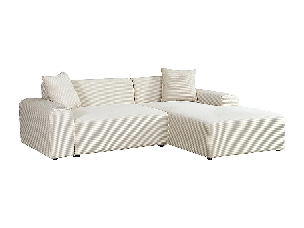 Home Deluxe Canapé d'angle AMELIO Cord - Beige Droite - 240 x 178 cm