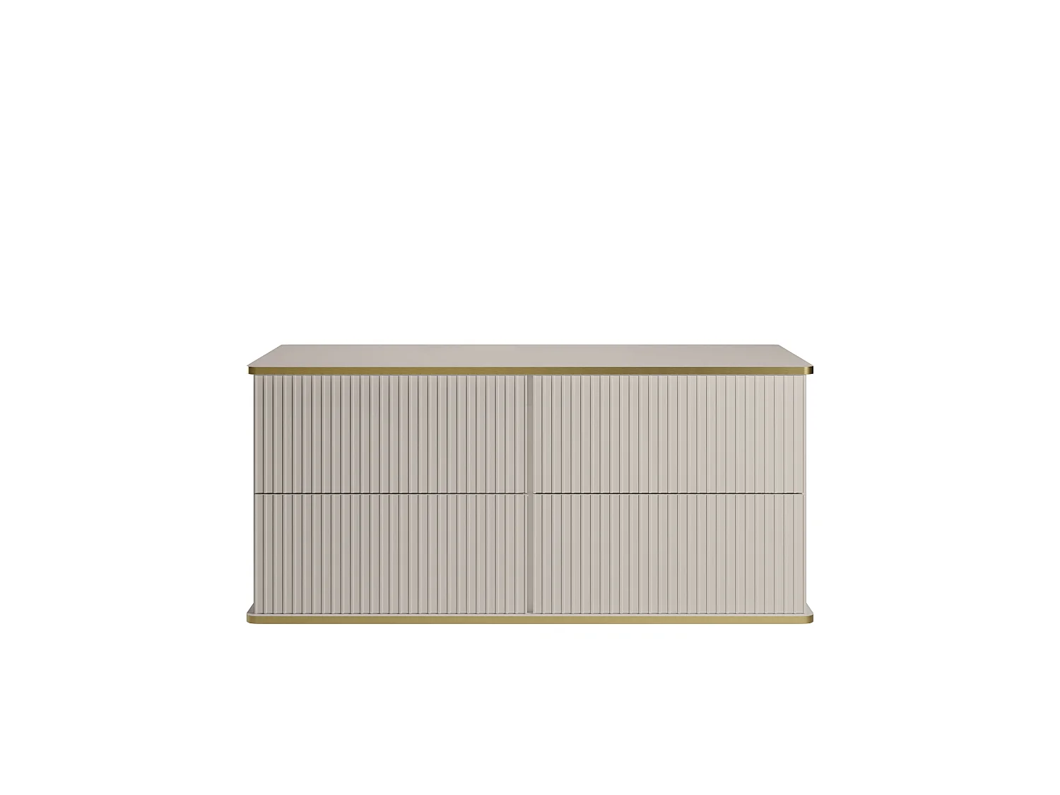 Meuble sous vasque suspendu strié liseré doré - Beige - 120 cm - KELIZA
