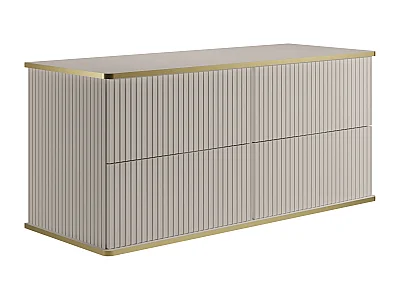 Fluted wall-hung vanity unit with gold trim - beige - 120 cm - KELIZA