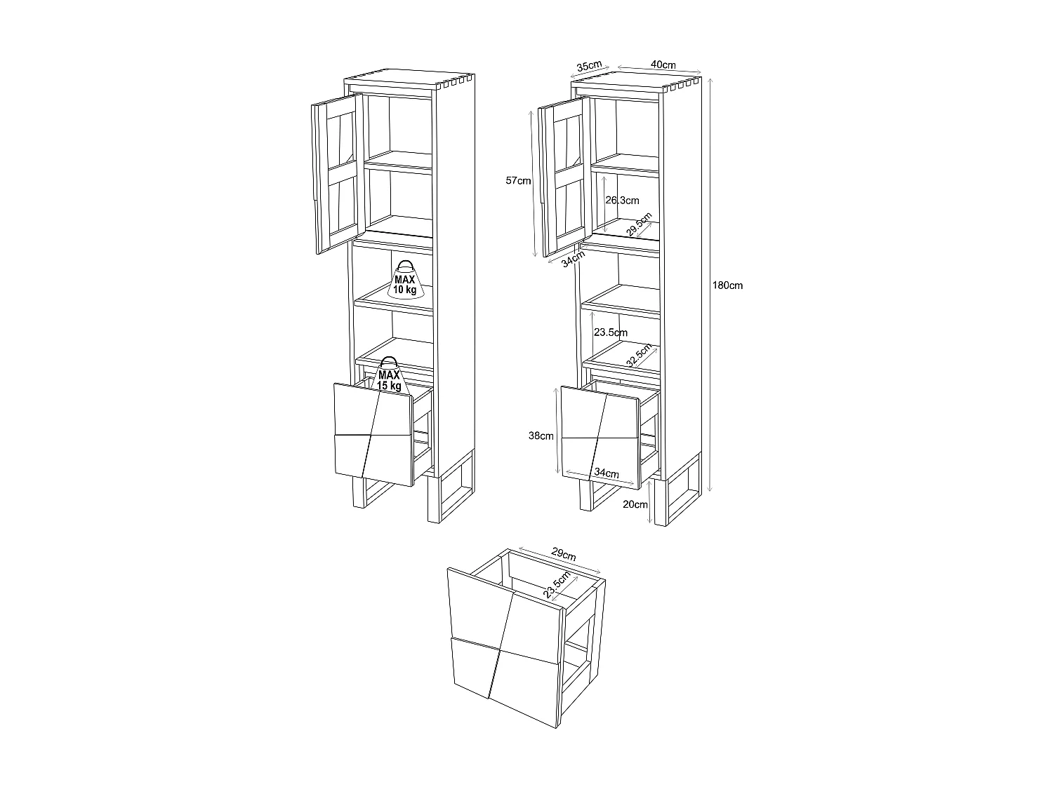 Colonne de salle de bain sur pieds en teck avec niches - H180 cm - MATARAM