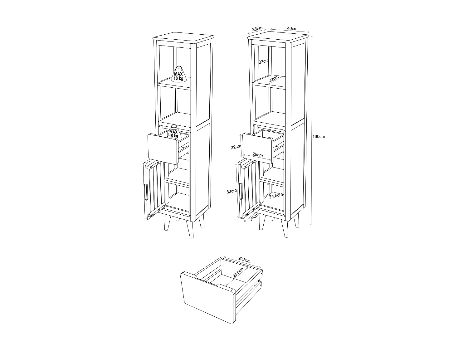 Colonne de salle de bain sur pieds en teck avec niches - H180 cm - BINTUNI
