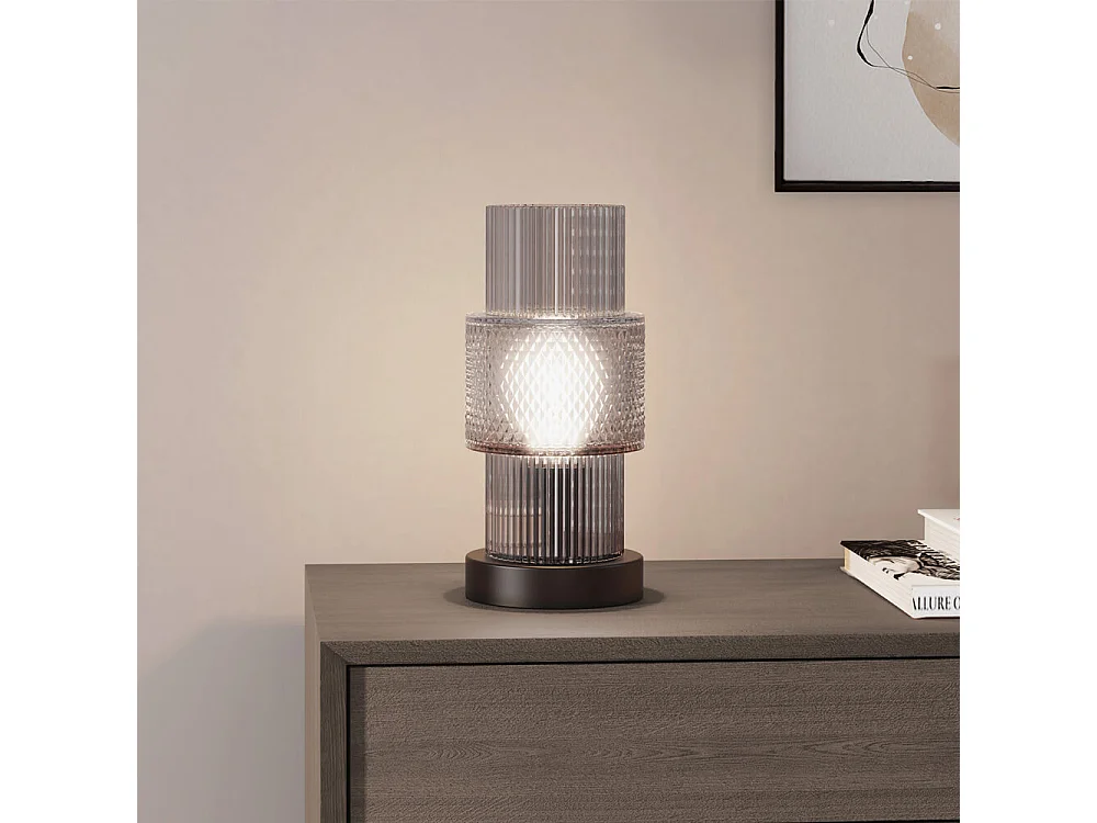 Home Deluxe Petite lampe de table en verre YUKI - Transparent