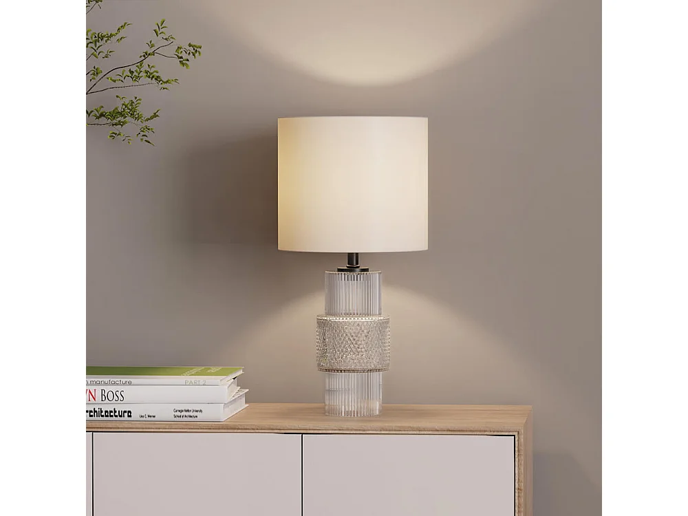 Home Deluxe Grande lampe de table en verre YUKI - Transparent