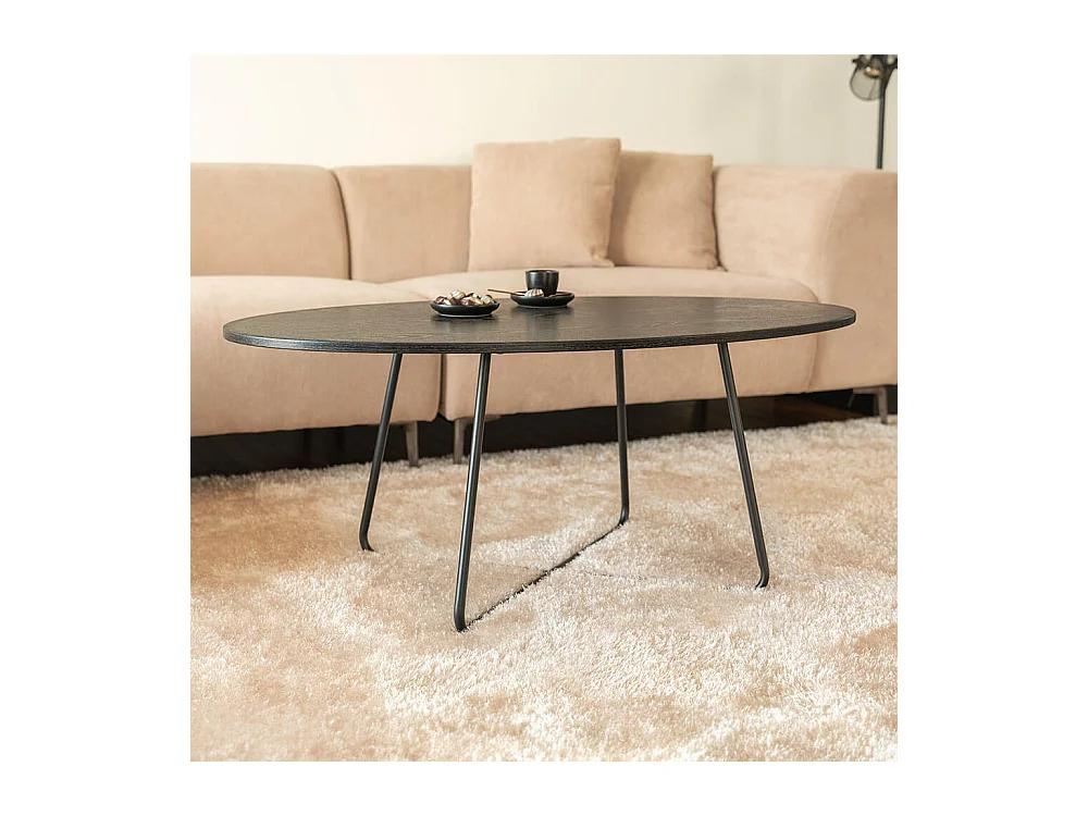 Home Deluxe - Table basse ovale NOVARIS 110 x 66 x 47 cm - Dark Oak