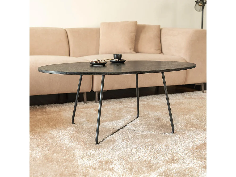 Home Deluxe - Table basse ovale NOVARIS 110 x 66 x 47 cm - Dark Oak