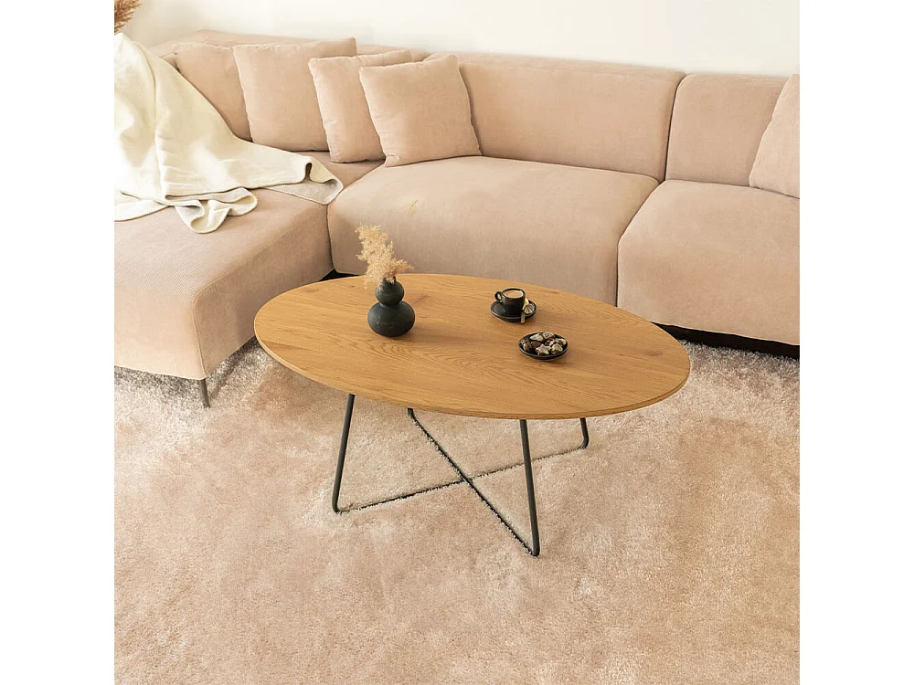 Home Deluxe - Table basse ovale NOVARIS 110 x 66 x 47 cm - Dark Oak