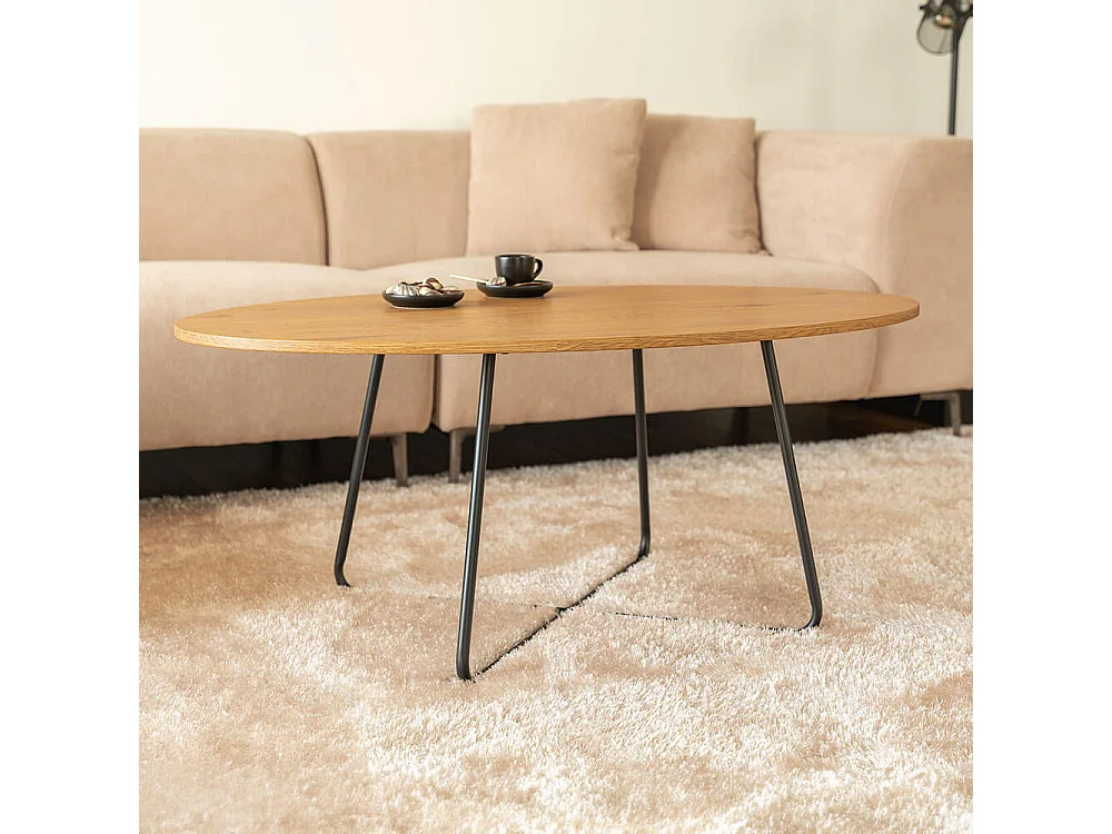 Home Deluxe - Table basse ovale NOVARIS 110 x 66 x 47 cm - Dark Oak