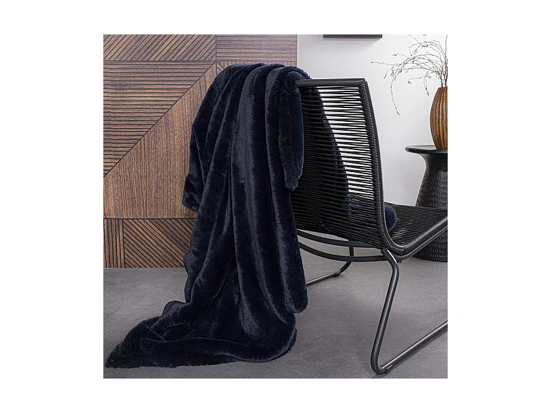 Plaid fausse fourrure - Teranga - 150 X 200 cm - Bleu