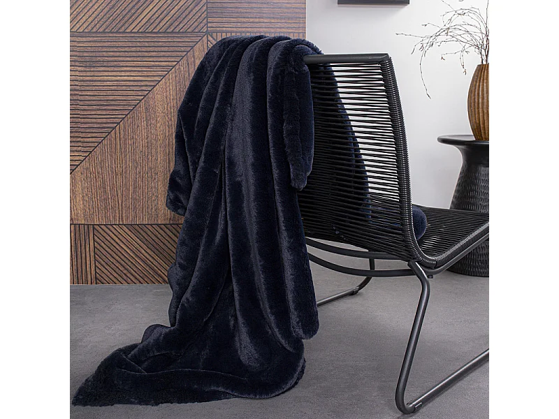 Plaid fausse fourrure - Teranga - 150 X 200 cm - Bleu