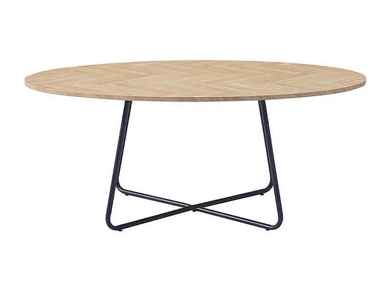 Home Deluxe - Table basse ovale NOVARIS 110 x 66 x 47 cm - Fishbone Oak