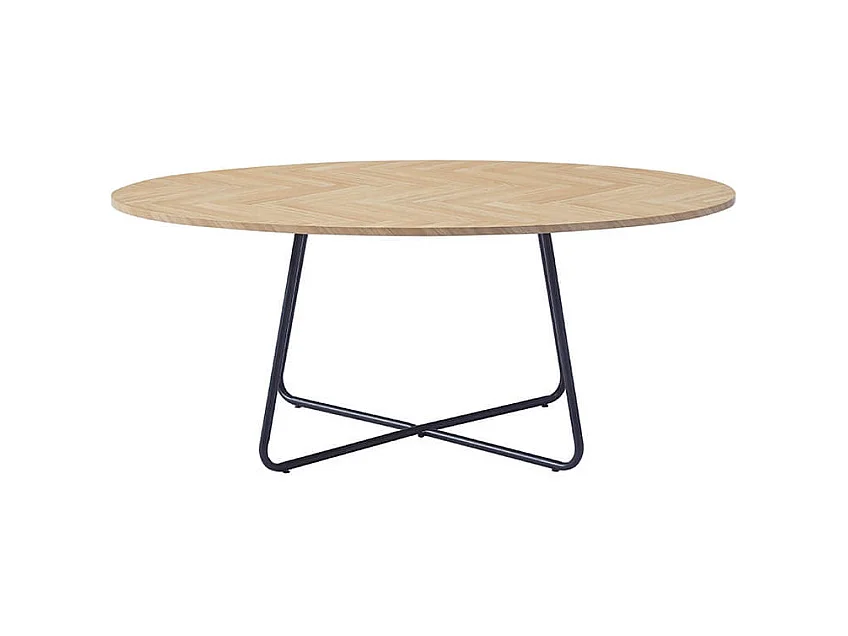 Home Deluxe - Table basse ovale NOVARIS 110 x 66 x 47 cm - Fishbone Oak