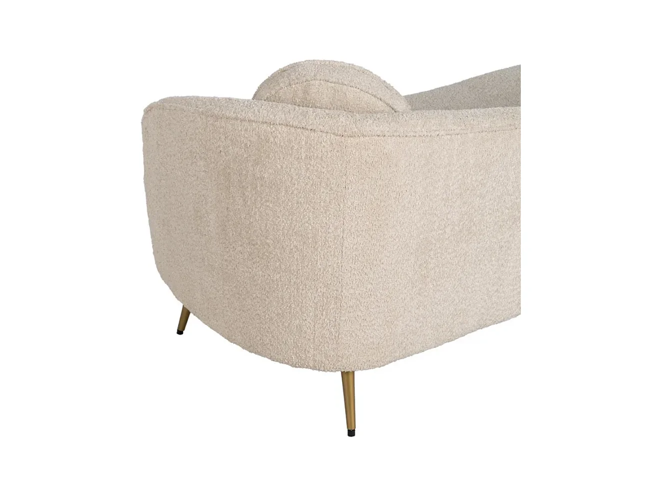 Canapé galbé en tissu bouclé beige pieds dorés AZÉVIA