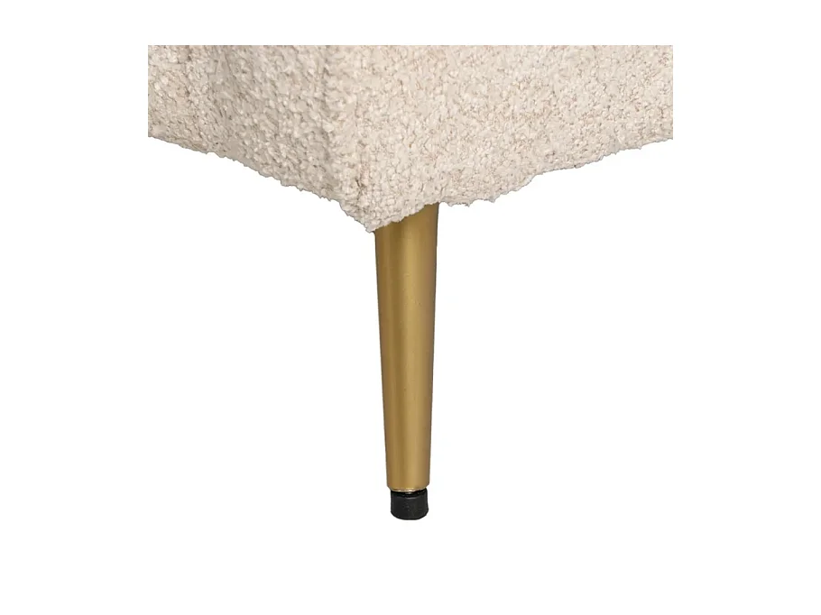 Canapé galbé en tissu bouclé beige pieds dorés AZÉVIA