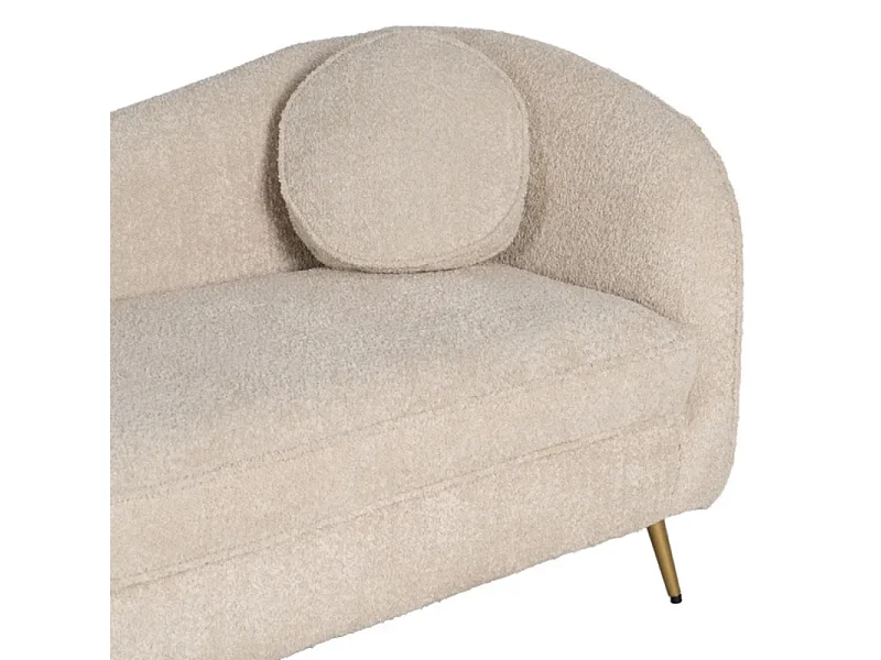 Canapé galbé en tissu bouclé beige pieds dorés AZÉVIA