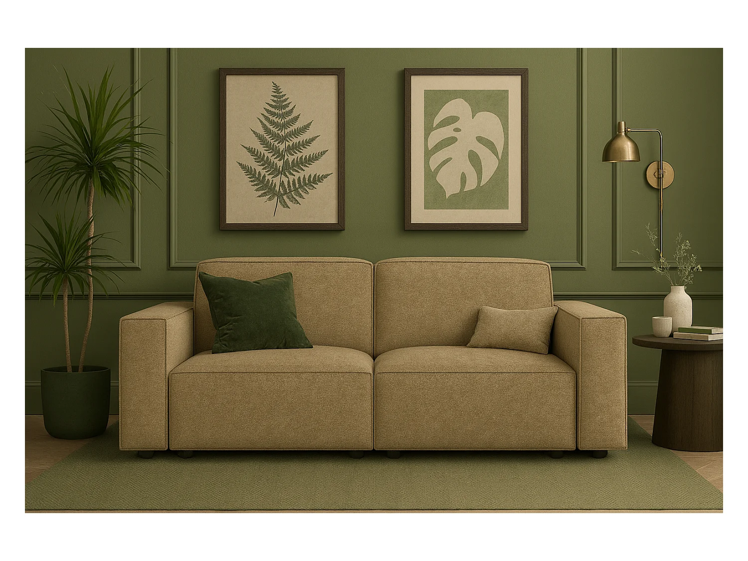 Canapé Cursal 2 places 204x102x70 cm marron clair Raven 34