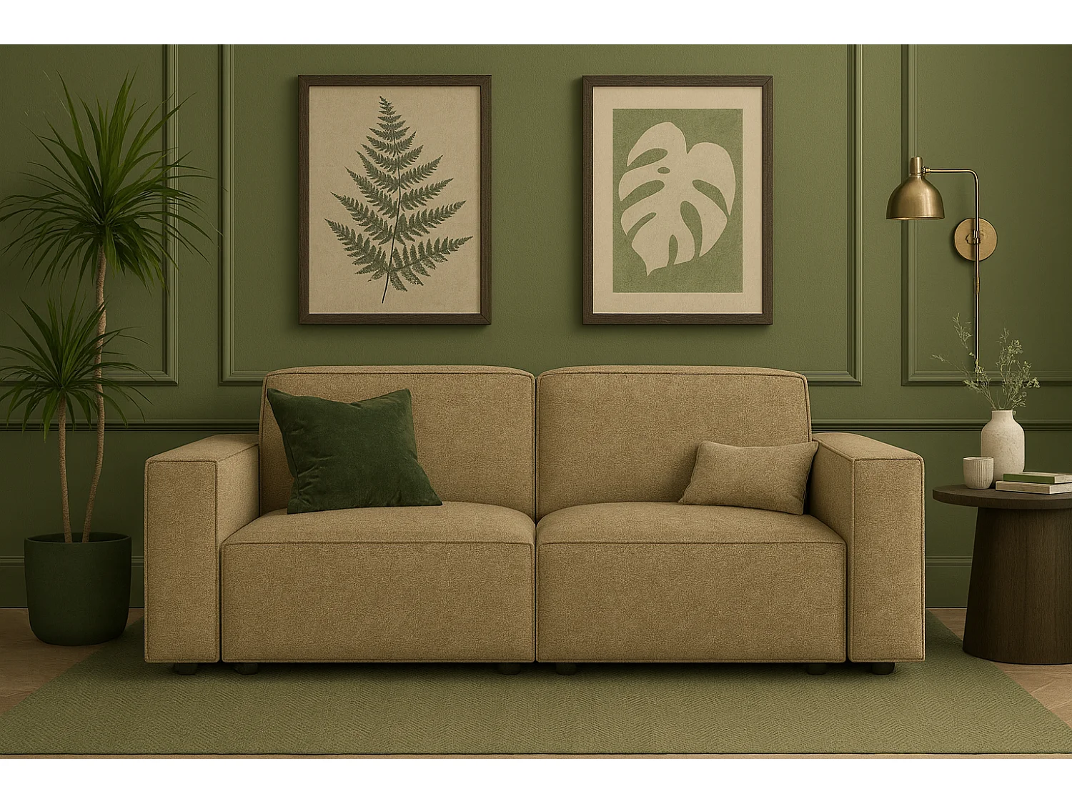 Canapé Cursal 2 places 204x102x70 cm marron clair Raven 34