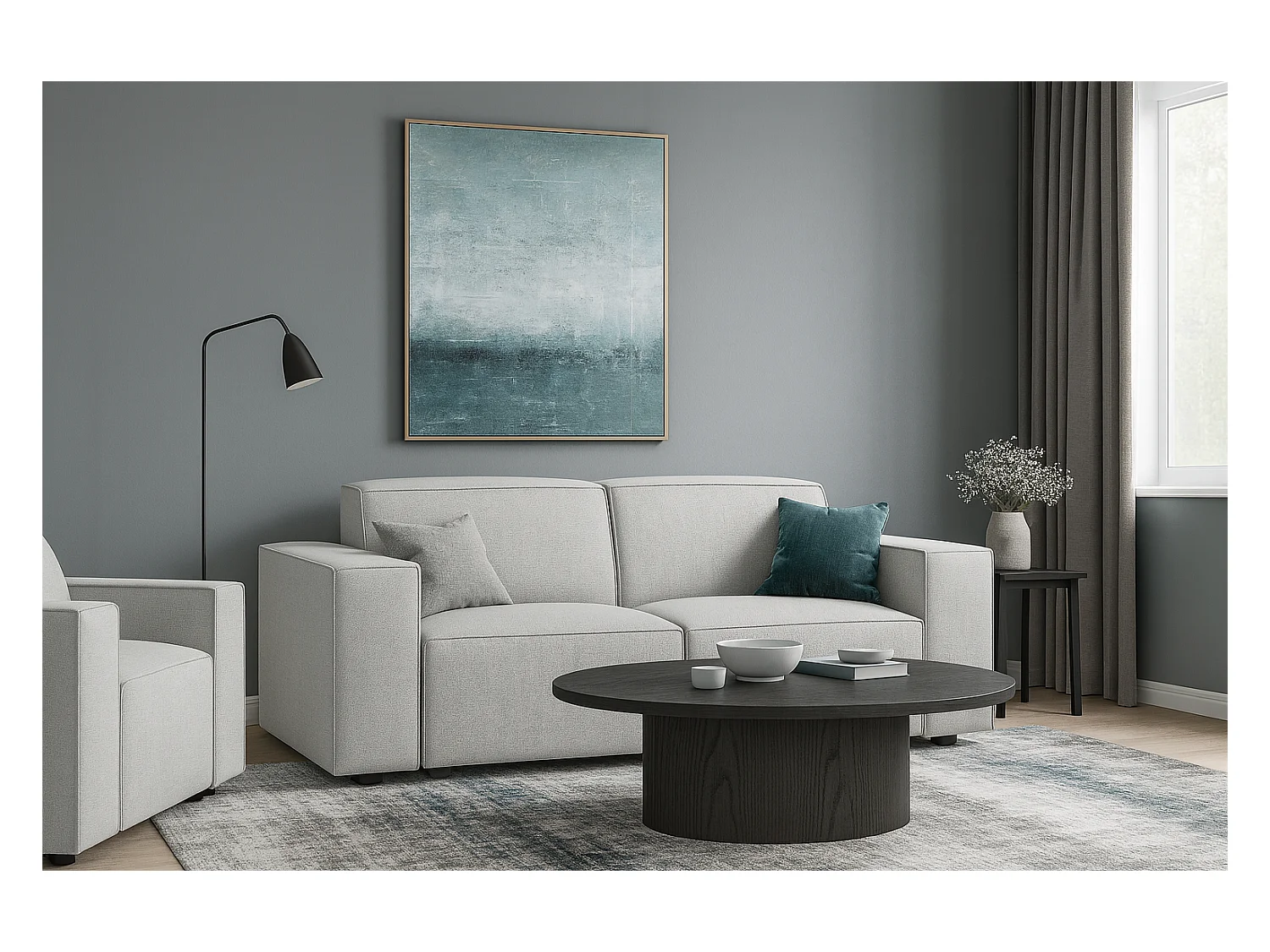 Canapé Cursal 2 places 204x102x70 cm gris clair Raven 6