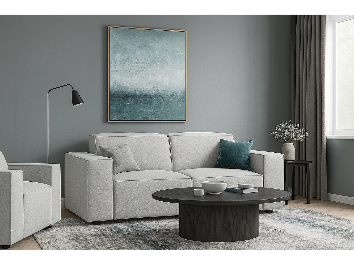 Canapé Cursal 2 places 204x102x70 cm gris clair Raven 6