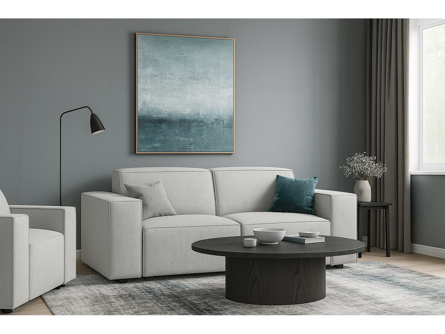 Canapé Cursal 2 places 204x102x70 cm gris clair Raven 6