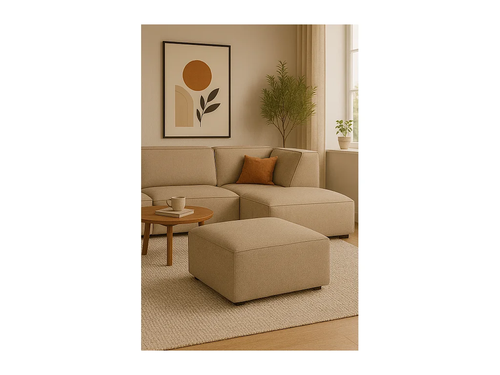 Pouf Cursal – 80 x 102 x 40 cm,  marron clair Raven 34, design moderne