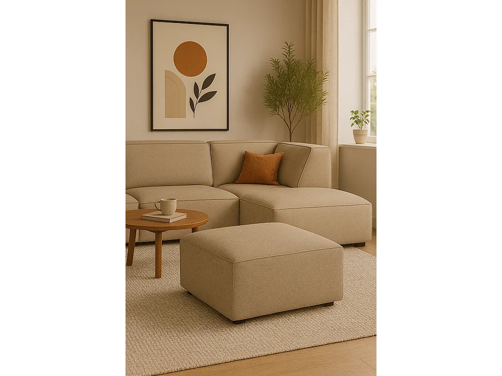 Pouf Cursal – 80 x 102 x 40 cm,  marron clair Raven 34, design moderne
