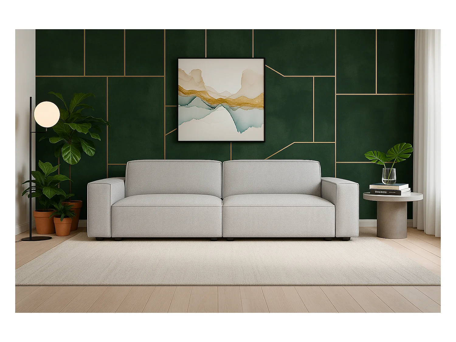 Canapé Cursal 3 places 244x102x70 cm gris clair Raven 6