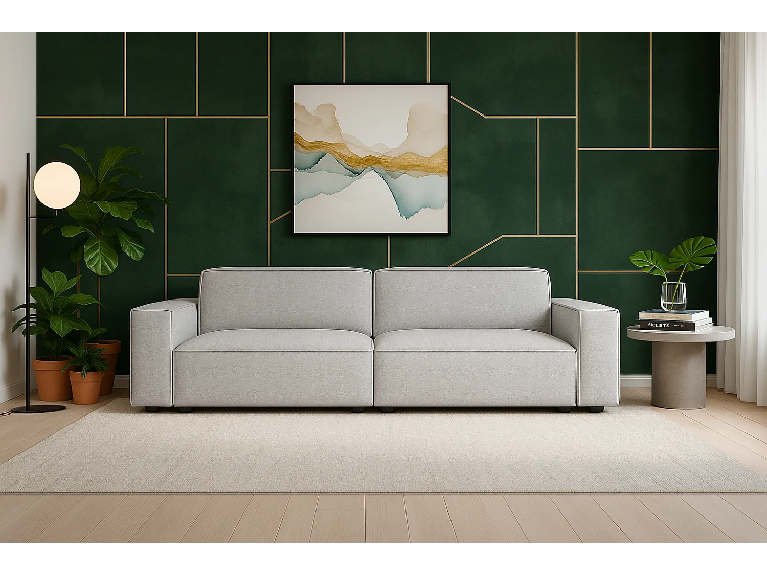 Canapé Cursal 3 places 244x102x70 cm gris clair Raven 6