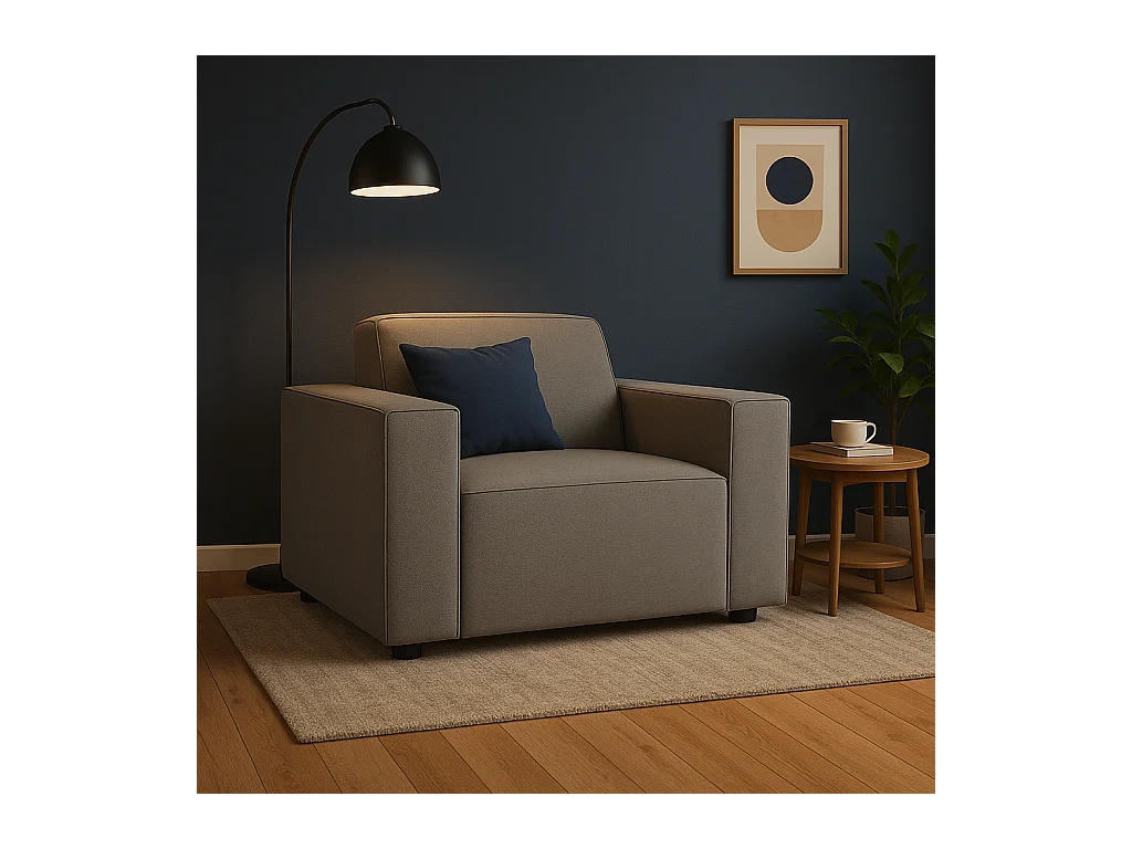 Fauteuil modulaire Cursal – 124 x 102 x 70 cm,  gris Raven 7, design moderne