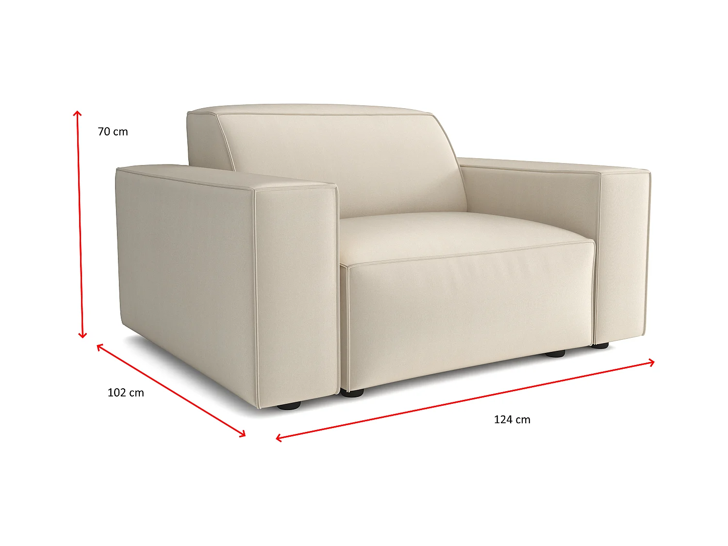 Fauteuil modulaire Cursal – 124 x 102 x 70 cm,  gris Raven 7, design moderne