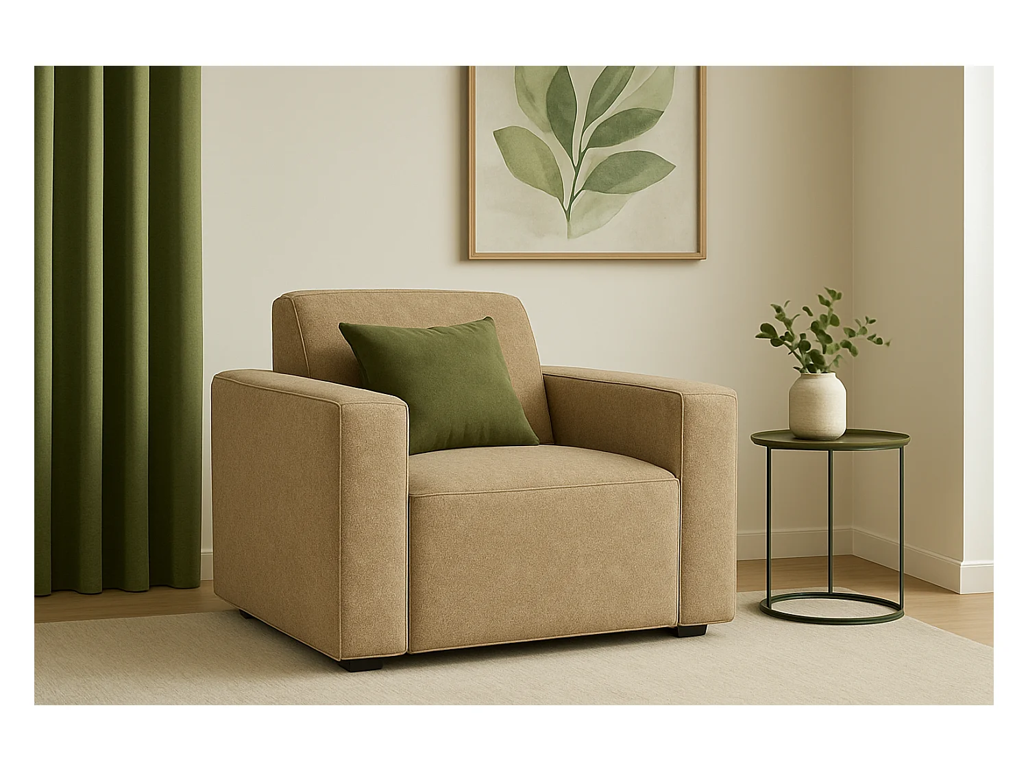 Fauteuil modulaire Cursal – 124 x 102 x 70 cm,marron clair Raven 34, design moderne