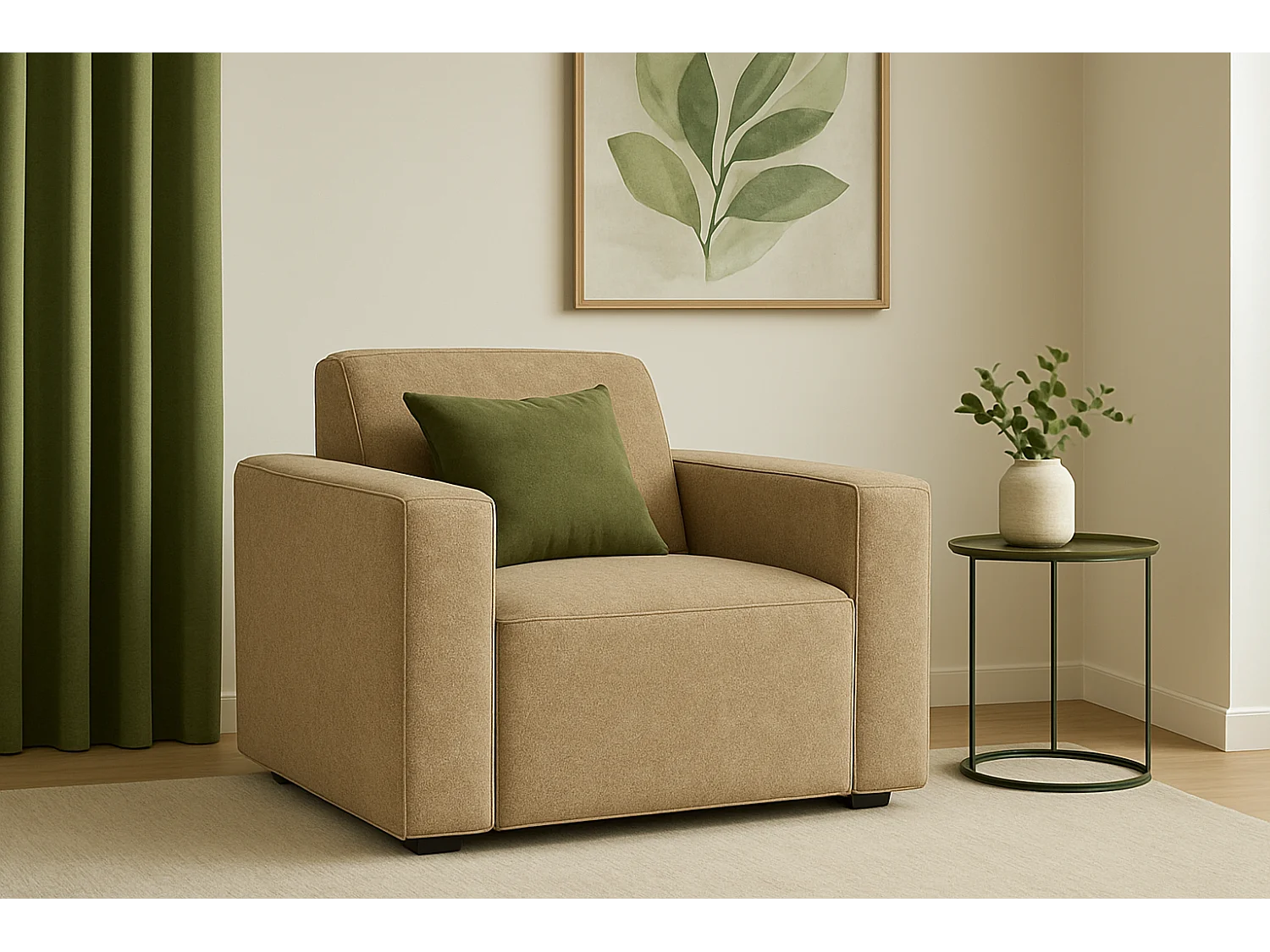 Fauteuil modulaire Cursal – 124 x 102 x 70 cm,marron clair Raven 34, design moderne