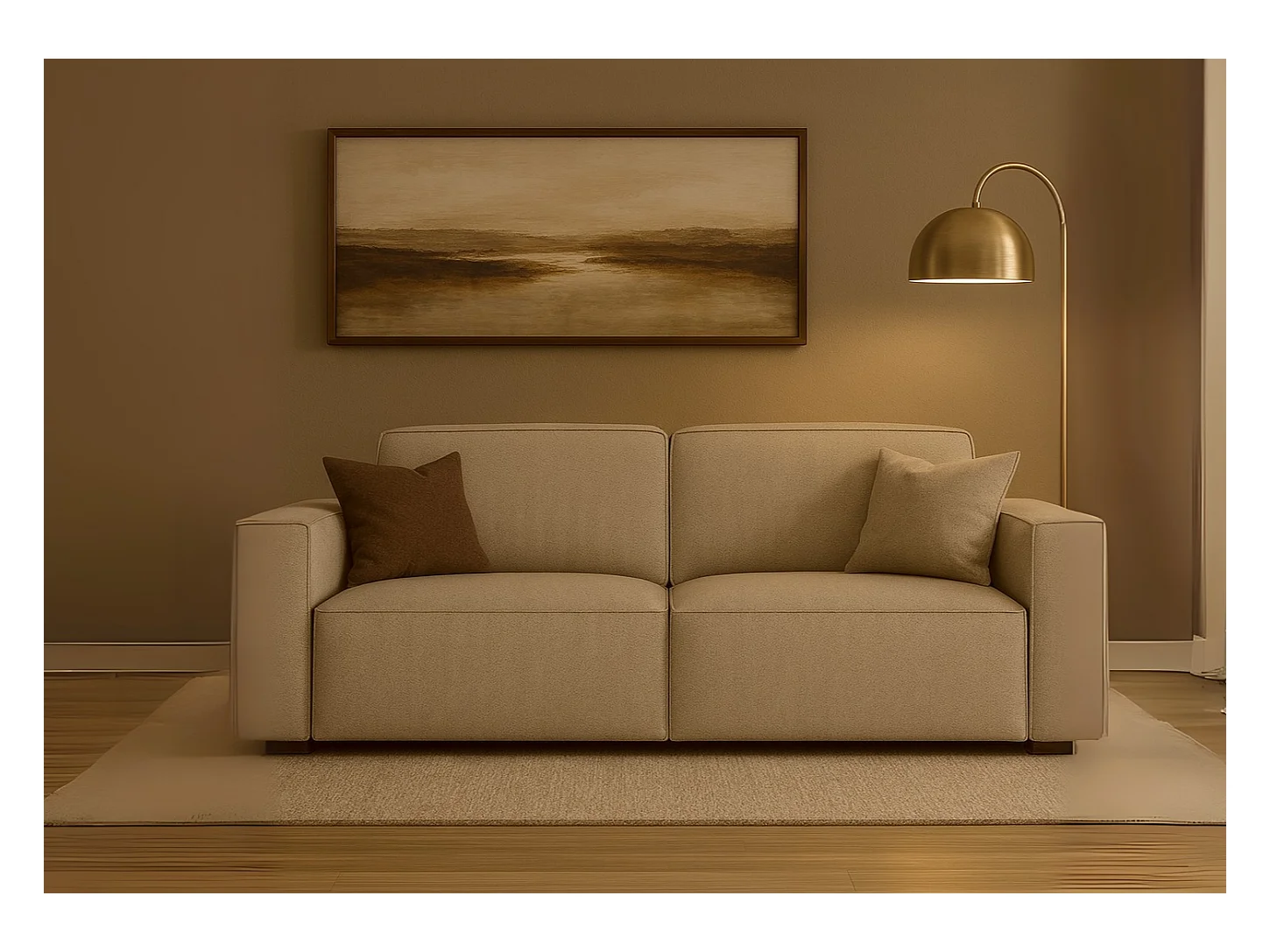 Canapé Cursal 2 places 204x102x70 cm beige Raven 30