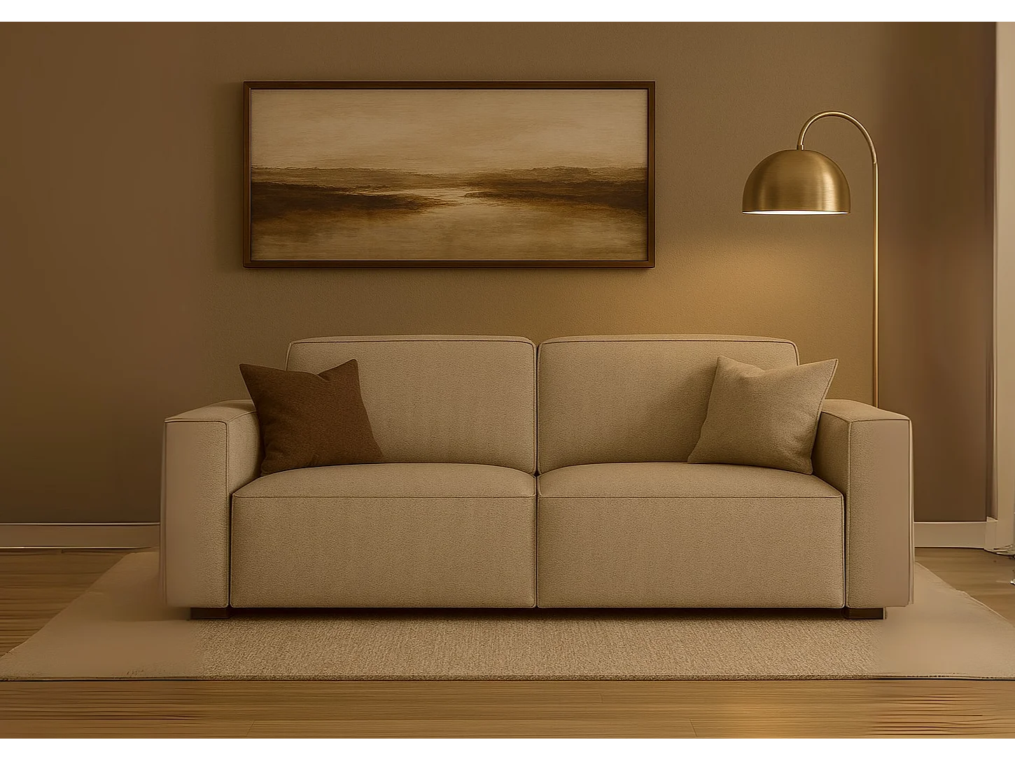 Canapé Cursal 2 places 204x102x70 cm beige Raven 30