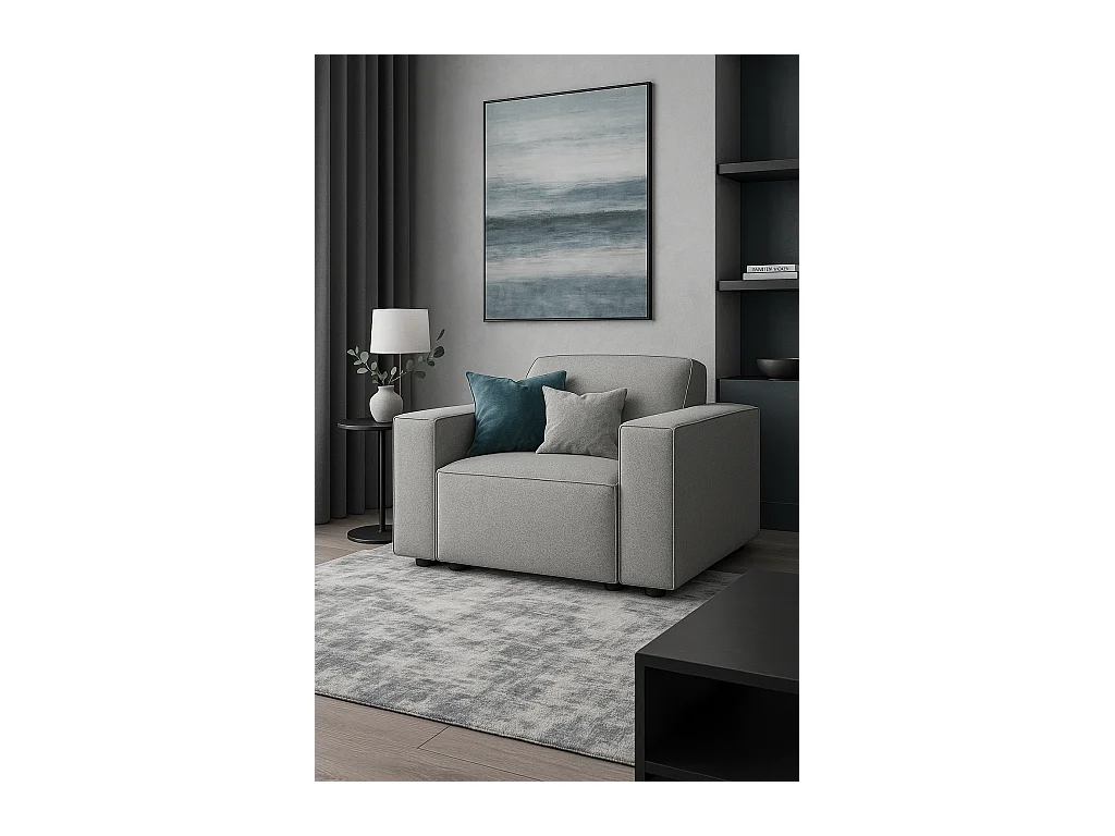 Fauteuil modulaire Cursal – 124 x 102 x 70 cm, gris clair Raven 6, design moderne