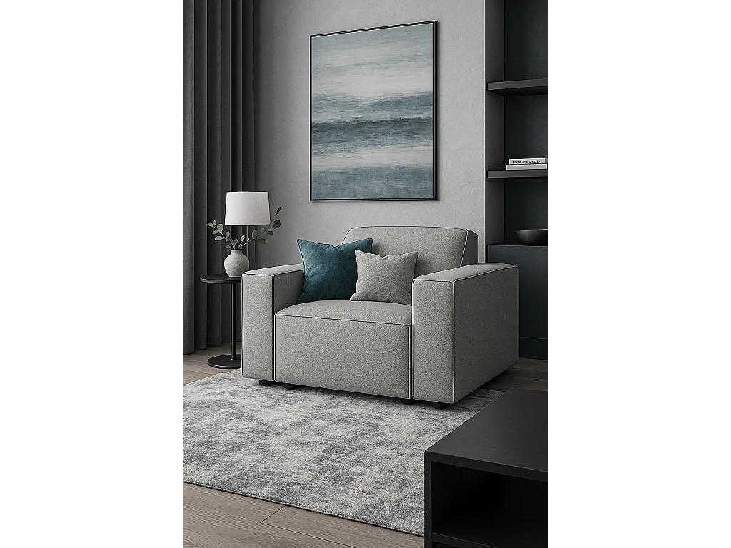 Fauteuil modulaire Cursal – 124 x 102 x 70 cm, gris clair Raven 6, design moderne