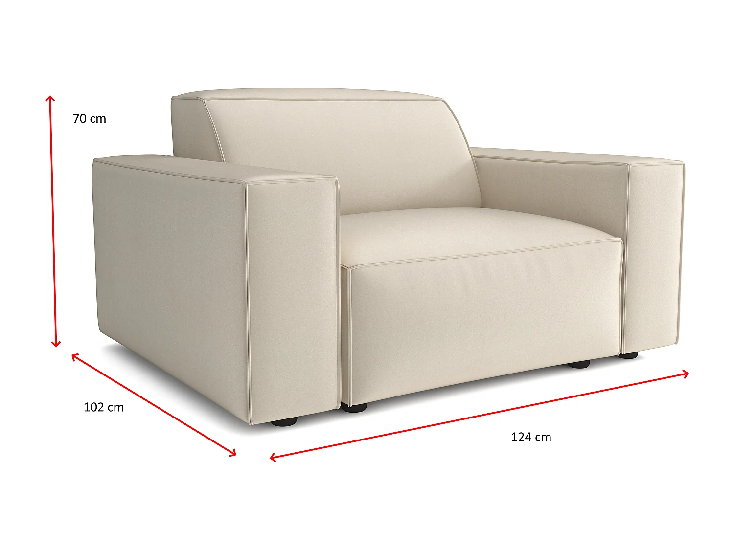 Fauteuil modulaire Cursal – 124 x 102 x 70 cm, gris clair Raven 6, design moderne