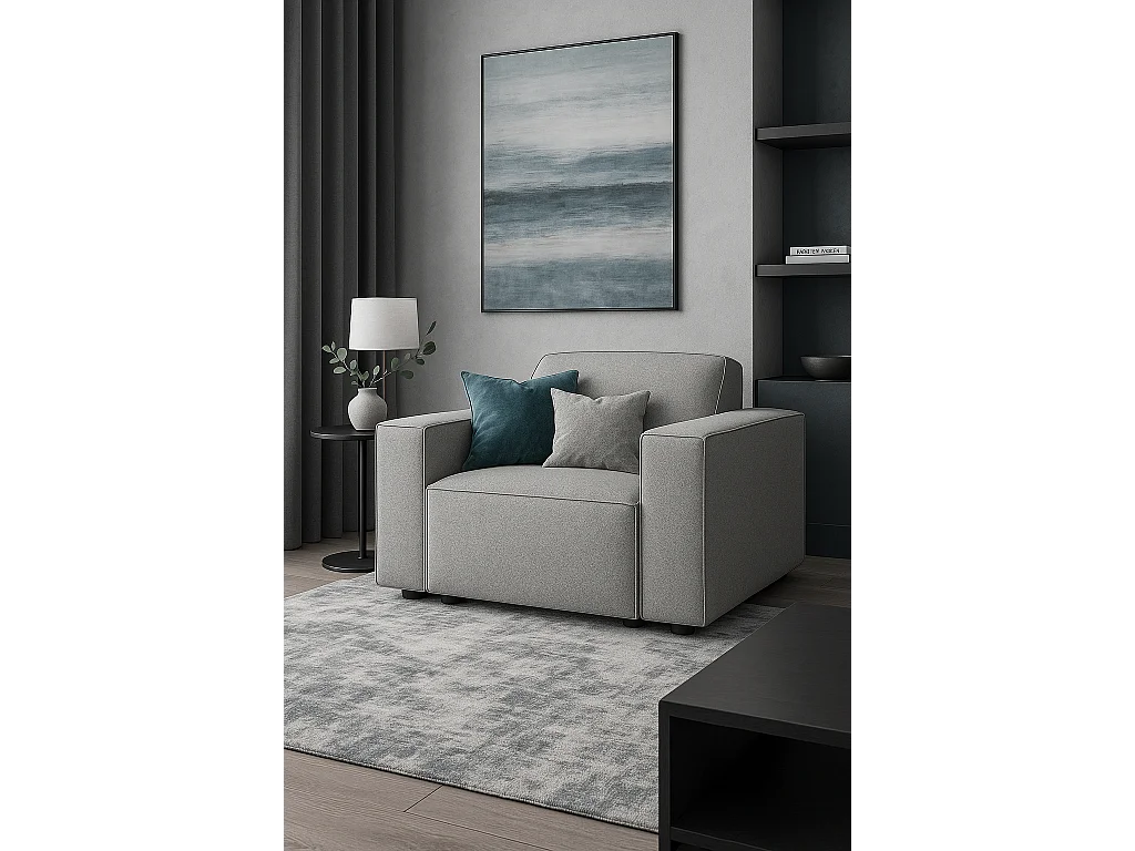 Fauteuil modulaire Cursal – 124 x 102 x 70 cm, gris clair Raven 6, design moderne