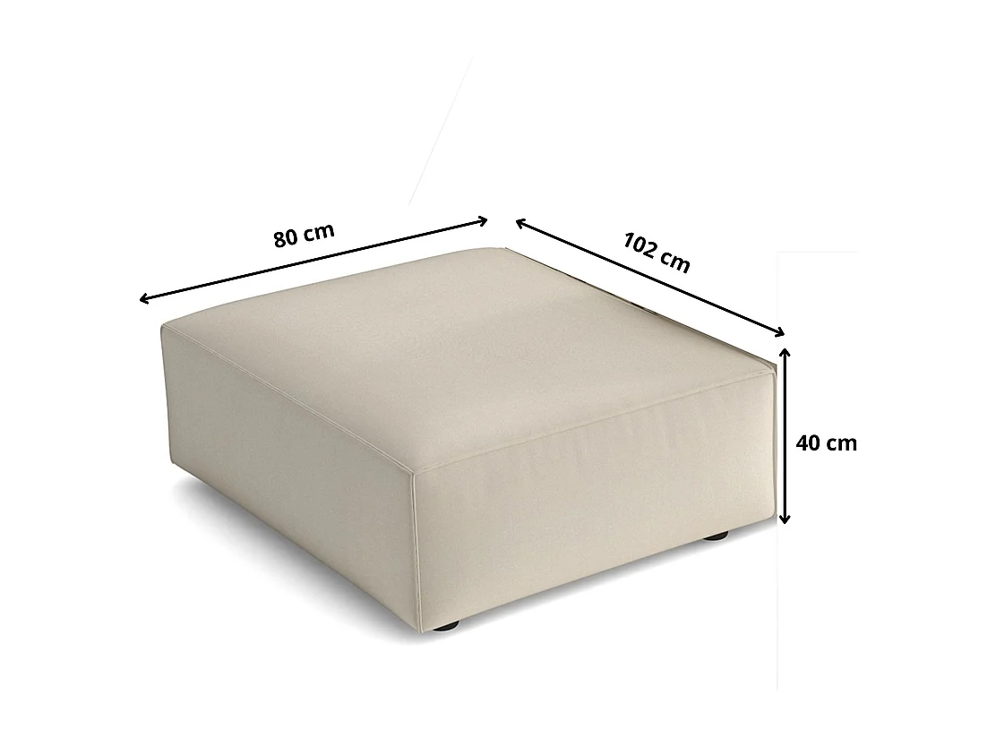 Pouf Cursal – 80 x 102 x 40 cm,  gris clair Raven 6, design moderne